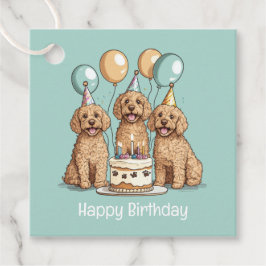 Etiquetas Para Lembrancinhas Feliz Aniversário Cachorros de Goldendoodle