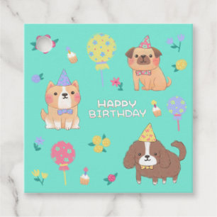 Etiquetas Para Lembrancinhas Feliz Aniversário: Cães, Balões e Flores