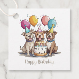 Etiquetas Para Lembrancinhas Feliz Aniversário Cães Pit Bull