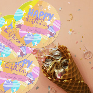Etiquetas Para Lembrancinhas Feliz Aniversário Coloridos Balões de Cartoon