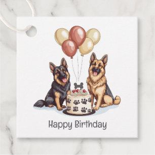Etiquetas Para Lembrancinhas Feliz aniversário German shepherd Cães Bolo de Ani