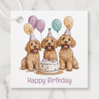 Etiquetas Para Lembrancinhas Feliz aniversário Goldendoodle Cães Bolo de Aniver