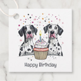 Etiquetas Para Lembrancinhas Feliz Aniversário Grande Cupcake de Cães Dane