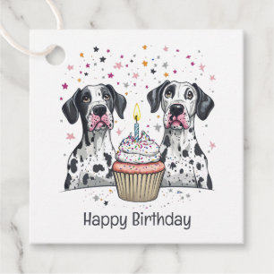 Etiquetas Para Lembrancinhas Feliz Aniversário Grande Cupcake de Cães Dane