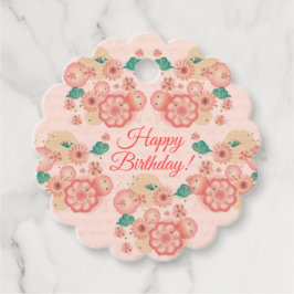 Etiquetas Para Lembrancinhas Feliz Aniversário - Jardim das Flores de Pêssego P