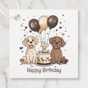 Etiquetas Para Lembrancinhas Feliz Aniversário Labrador Cachorros de Retriever