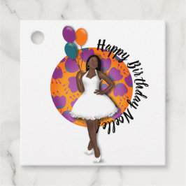 Etiquetas Para Lembrancinhas Feliz aniversário! Mulher Negra, Balões e Flores