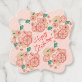 Etiquetas Para Lembrancinhas Feliz Aniversário - Primavera Peach Flowers - Deco
