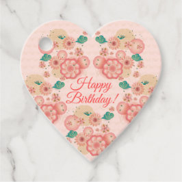 Etiquetas Para Lembrancinhas Feliz Aniversário - Primavera Peach Flowers Garden