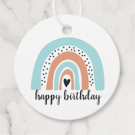 Etiquetas Para Lembrancinhas Feliz aniversário Rainbow Blue Peach