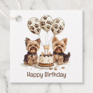 Etiquetas Para Lembrancinhas Feliz aniversário Yorkie Dogs