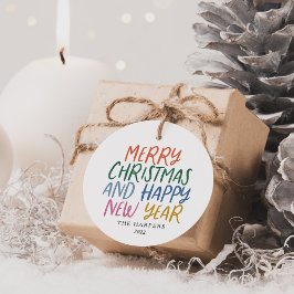 Etiquetas Para Lembrancinhas Feliz ano novo de Natal Feliz e Colorido