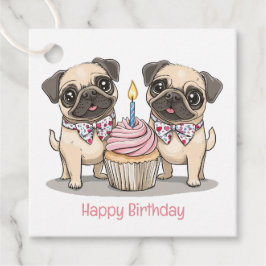 Etiquetas Para Lembrancinhas Feliz Cupcake de Cães Pug de Aniversário