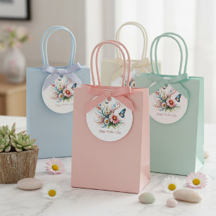 Etiquetas Para Lembrancinhas Feliz Dia das Mães floral rosa e azul