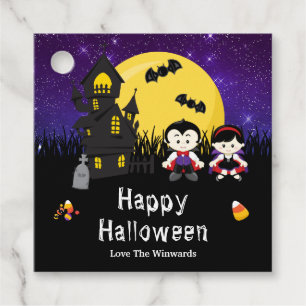 Etiquetas Para Lembrancinhas Feliz Festa de Halloween Vampiros Roxo