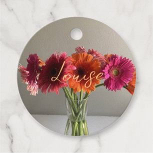 Etiquetas Para Lembrancinhas Feliz Gerbera Colorida Flor +Nome Personalizado