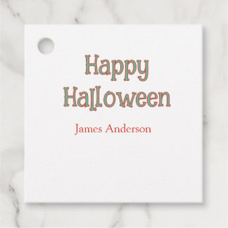 Etiquetas Para Lembrancinhas Feliz halloween verde laranja pastel moderno trend