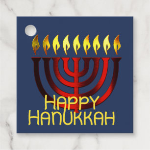 Etiquetas Para Lembrancinhas Feliz Hanukkah Menorah Red