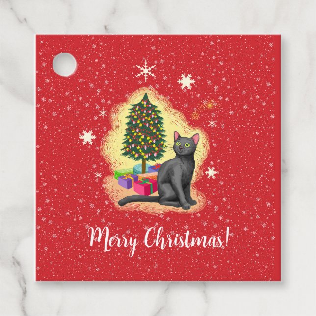 Etiquetas Para Lembrancinhas Feliz Natal Cat (Frente)