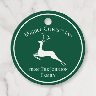 Etiquetas Para Lembrancinhas Feliz Natal Chic Green Reindeer - Festa Personaliz