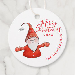 Etiquetas Para Lembrancinhas Feliz Natal do Gnomo Branco e Vermelho