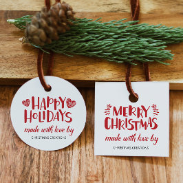 Etiquetas Para Lembrancinhas Feliz Natal Feito com a Marca Redonda Clássica do