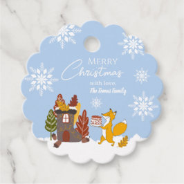 Etiquetas Para Lembrancinhas Feliz Natal Flocos de Neve Fox Animal