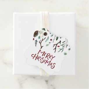Etiquetas Para Lembrancinhas Feliz Natal   Folhagem de Inverno Rústica com Frut