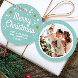 Etiquetas Para Lembrancinhas Feliz Natal Foto: Simple Green Round Gift