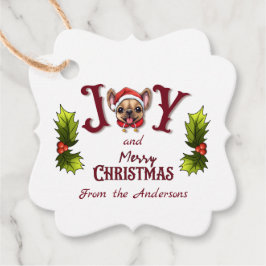 Etiquetas Para Lembrancinhas Feliz Natal Joy Bonito Bulldog Francês Holly