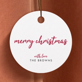 Etiquetas Para Lembrancinhas Feliz Natal | Tipografia Vermelha Minimalista Mode