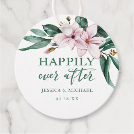 Etiquetas Para Lembrancinhas Feliz Nunca Depois Da Magnolia Floral Cor-De-Água