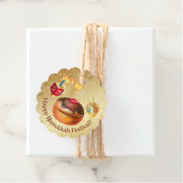 Etiquetas Para Lembrancinhas Feliz Rosquinhas de Feriado de Chanucá e Menorah D