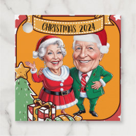 Etiquetas Para Lembrancinhas Feriado charmoso com caricatura vermelha e dourada