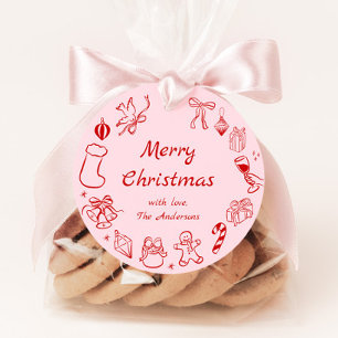 Etiquetas Para Lembrancinhas Feriado de presentes de Natal com doodle desenhado