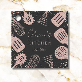 Etiquetas Para Lembrancinhas Ferramentas de Cozinhar Glitter Dourado para Rosa 