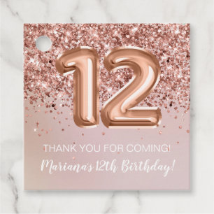 Etiquetas Para Lembrancinhas Festa de 12 anos Rosa Dourado Meninas
