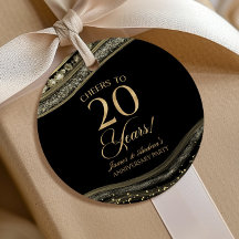 Festa de 20º Aniversário em Ágata Preta e Dourada 