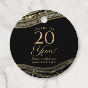 Etiquetas Para Lembrancinhas Festa de 20 do Elegante Black Dourado Agate
