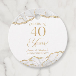 Etiquetas Para Lembrancinhas Festa de 40 anos do Elegante White Dourado Agate