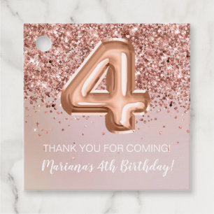 Etiquetas Para Lembrancinhas Festa de 4 anos de meninas Kids Rose Gold