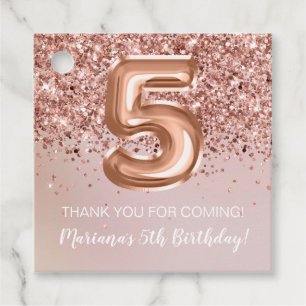 Etiquetas Para Lembrancinhas Festa de 5 anos de meninas Rose Gold Kids