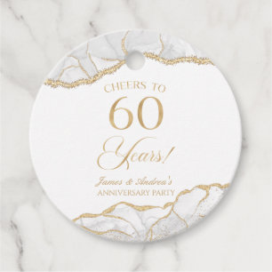 Etiquetas Para Lembrancinhas Festa de 60 anos do Elegante White Dourado Agate
