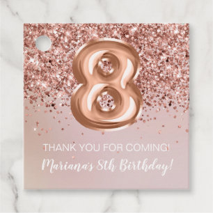 Etiquetas Para Lembrancinhas Festa de 8 anos de idade Rose Gold