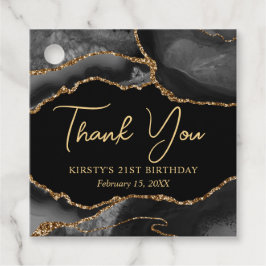 Etiquetas Para Lembrancinhas Festa de Aniversário Ágata Brilho Falso Preto e Do