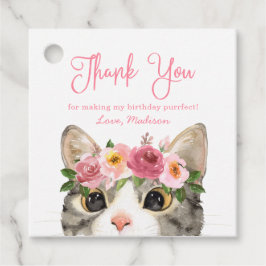 Etiquetas Para Lembrancinhas Festa de Aniversário da Gatinha com Aquarela Doce