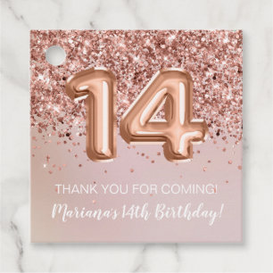 Etiquetas Para Lembrancinhas Festa de Aniversário de 14 Anos Meninas Rose Gold
