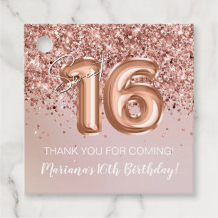 Etiquetas Para Lembrancinhas Festa de Aniversário de 16 Anos Rose Gold Doce