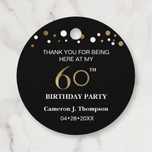 Etiquetas Para Lembrancinhas Festa de aniversário de Confetti Preto e Dourado