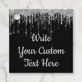 Etiquetas Para Lembrancinhas Festa de Aniversário de Prata Preto Brilho de Aniv